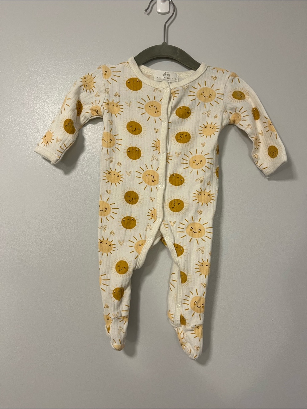 Baby One-Piece Footed Sleeper in Cream with Sunny Print
